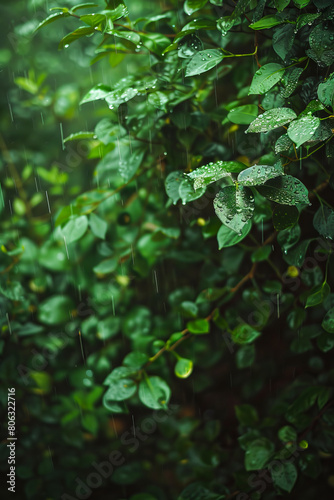 Rainy day in the forest.