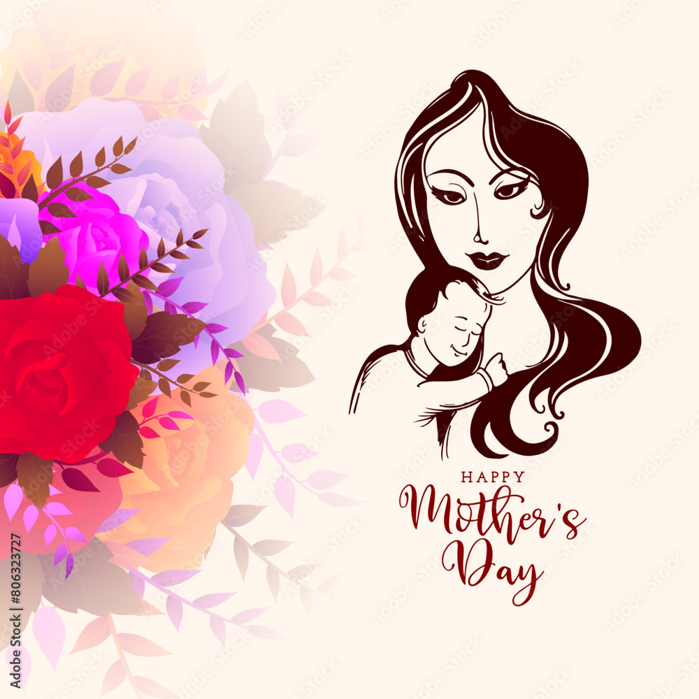 Happy Mother's day celebration background with flower design