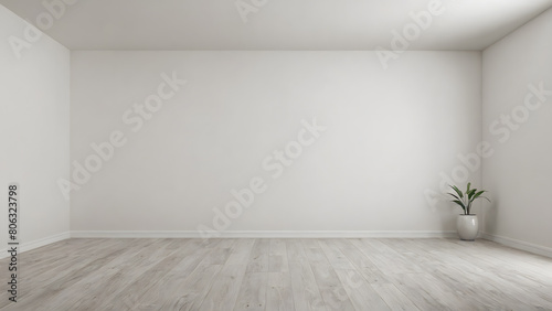 Empty blank room with wooden floor. white room  white wall  background.