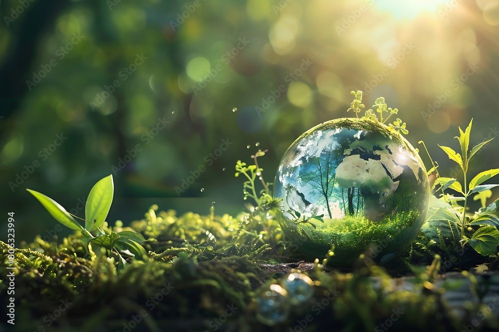 glass transparent sphere symbolized planet earth and ecology, concept of life and nature protection, environment day wallpaper glass transparent sphere symbolized planet earth and ecology, concept of life and nature protection, environment day wallpaper