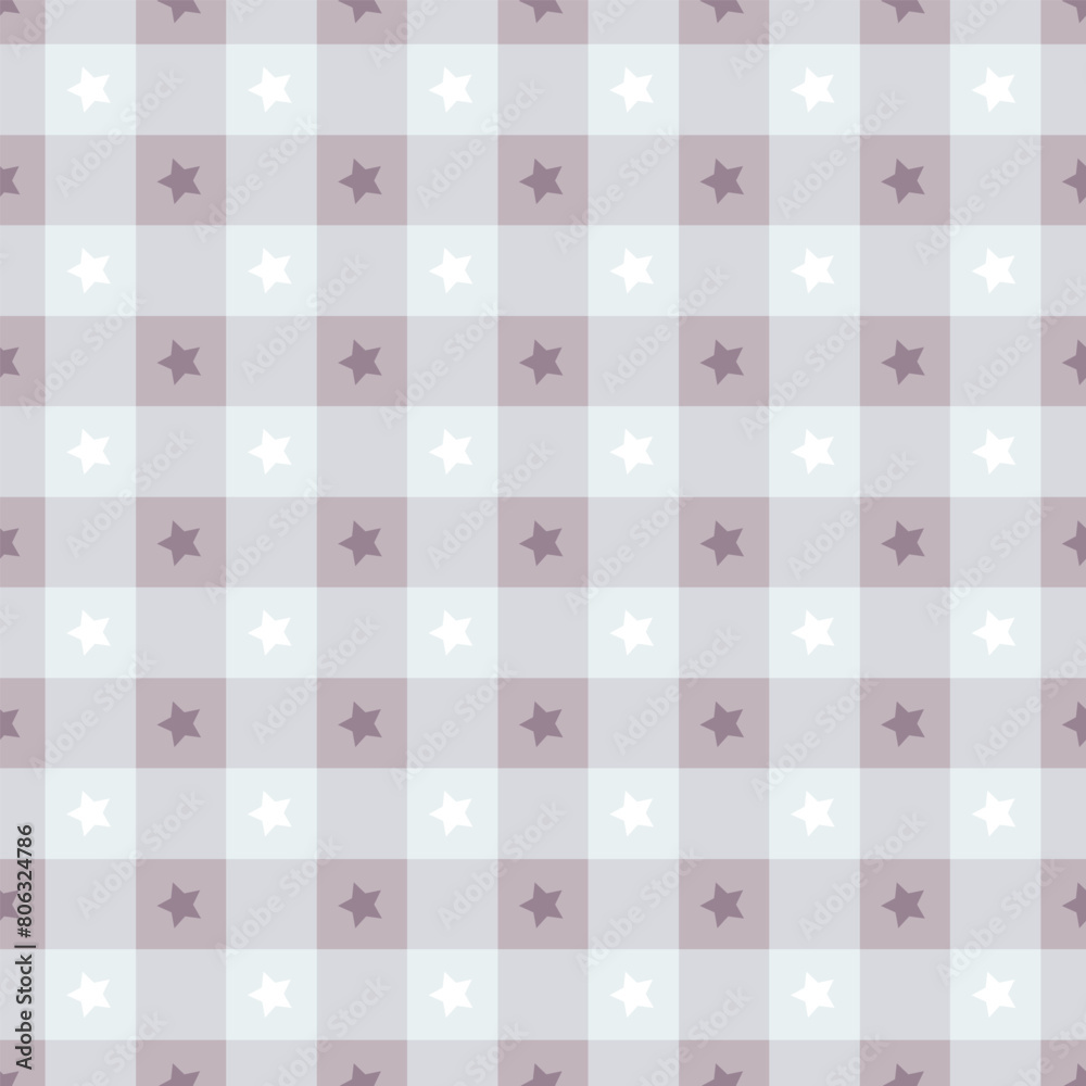 Seamless pattern with stars. Vector illustration for your design in the form of a checkered pattern in pastel colors for prints on linen, packaging, covers and for creating surface fills Seamless pattern with stars. Vector illustration for your design in the form of a checkered pattern in pastel colors for prints on linen, packaging, covers and for creating surface fills