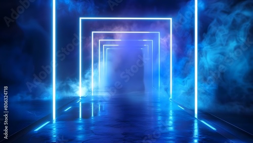 Blue Illuminated Modern Neon Gateway  Perfect for Sci-Fi Visuals. Concept Sci-Fi Visuals  Neon Gateway  Modern Design  Blue Illumination  Futuristic Aesthetics