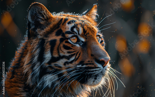 Close-up portrait of a tigers face. Generative AI