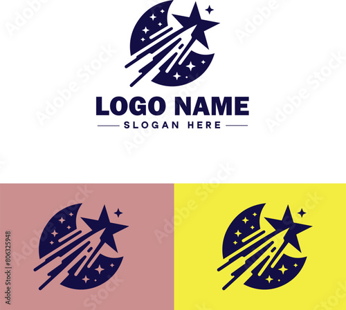 shooting star icon Meteor Meteoroid Falling star flat logo sign symbol editable vector