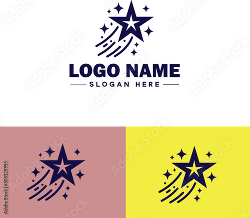 shooting star icon Meteor Meteoroid Falling star flat logo sign symbol editable vector