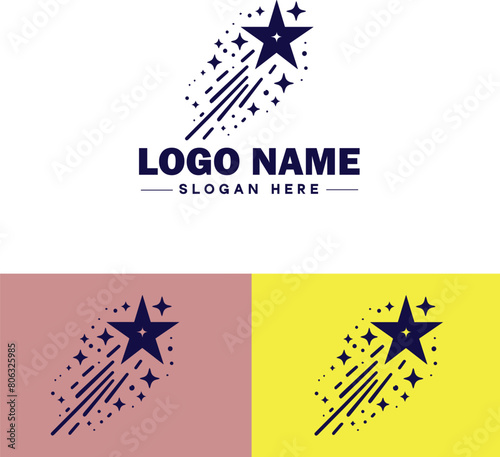 shooting star icon Meteor Meteoroid Falling star flat logo sign symbol editable vector