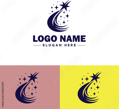 shooting star icon Meteor Meteoroid Falling star flat logo sign symbol editable vector