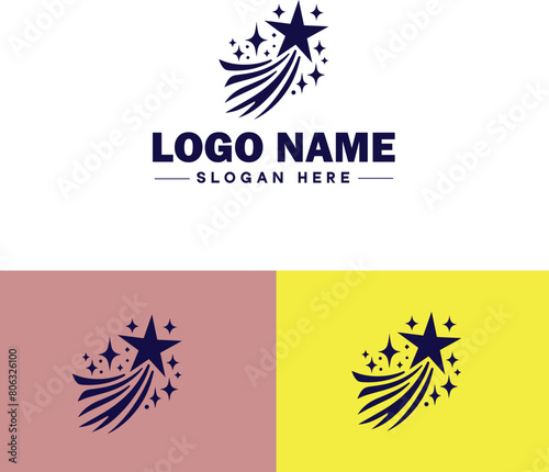 shooting star icon Meteor Meteoroid Falling star flat logo sign symbol editable vector