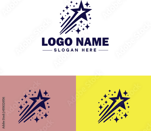 shooting star icon Meteor Meteoroid Falling star flat logo sign symbol editable vector