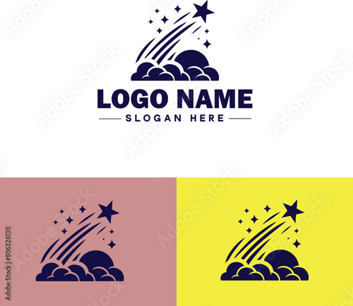 shooting star icon Meteor Meteoroid Falling star flat logo sign symbol editable vector