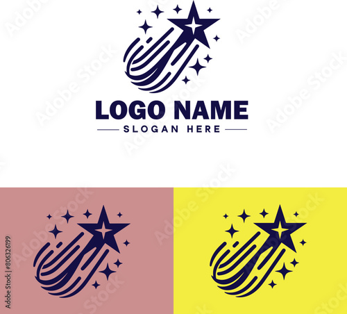 shooting star icon Meteor Meteoroid Falling star flat logo sign symbol editable vector