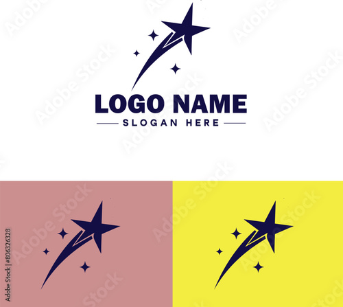 shooting star icon Meteor Meteoroid Falling star flat logo sign symbol editable vector