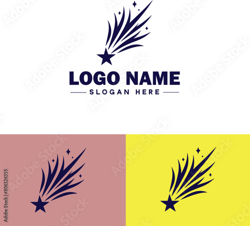 shooting star icon Meteor Meteoroid Falling star flat logo sign symbol editable vector