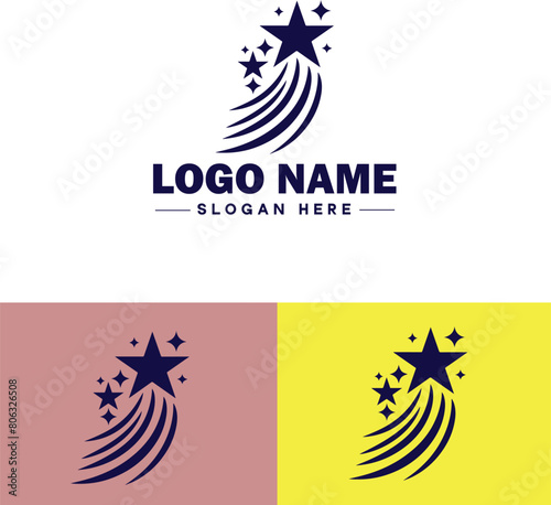 shooting star icon Meteor Meteoroid Falling star flat logo sign symbol editable vector