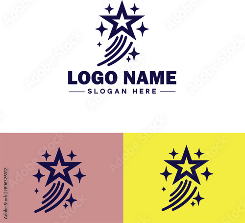shooting star icon Meteor Meteoroid Falling star flat logo sign symbol editable vector