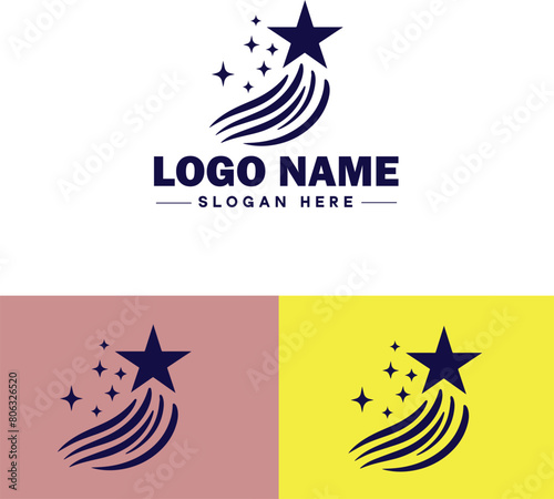 shooting star icon Meteor Meteoroid Falling star flat logo sign symbol editable vector