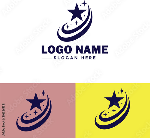 shooting star icon Meteor Meteoroid Falling star flat logo sign symbol editable vector