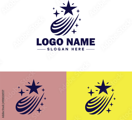 shooting star icon Meteor Meteoroid Falling star flat logo sign symbol editable vector