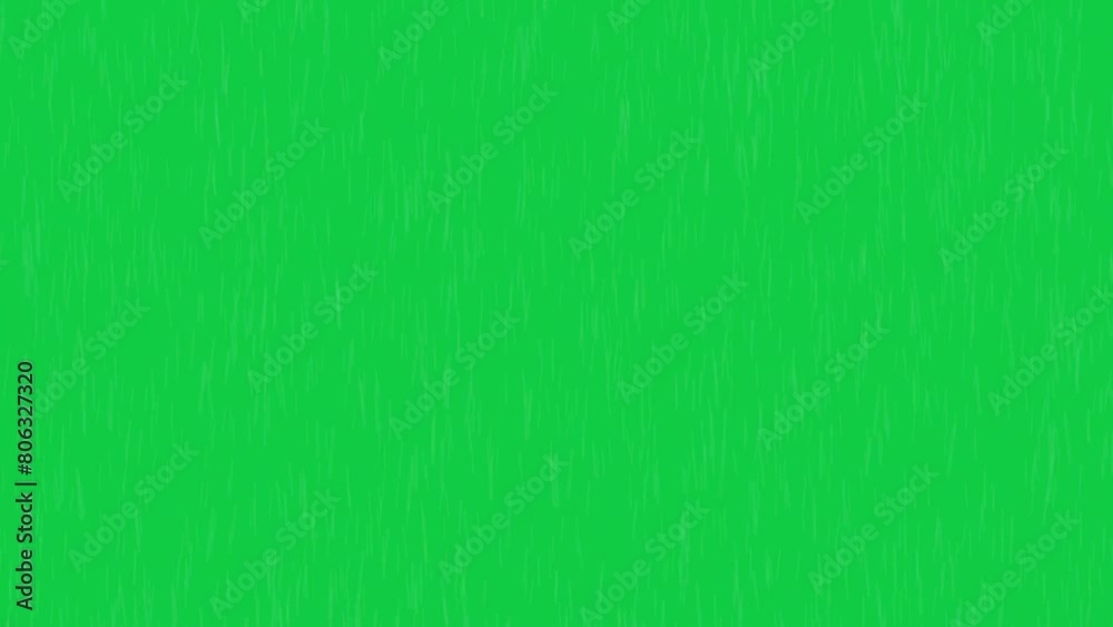 Realistic heavy rain rainfall shower wet drops falling effect on chroma key green screen alpha channel background