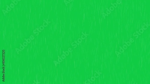 Realistic heavy rain rainfall shower wet drops falling effect on chroma key green screen alpha channel background
