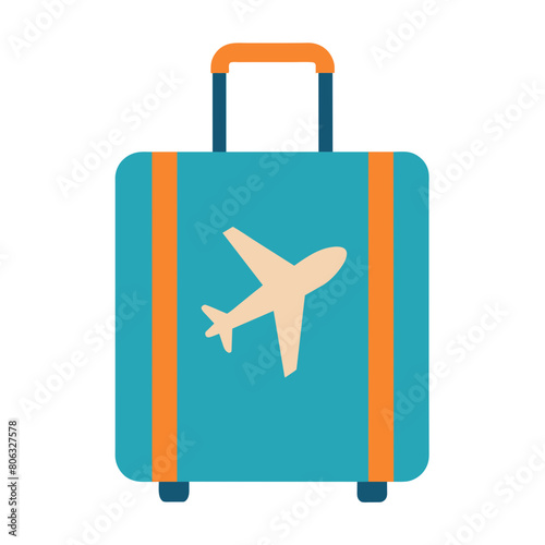 luggage with airplane logo design vector art illustration