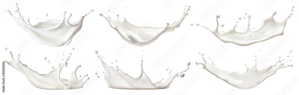 Set of milk or cream splashes, cut out Set of milk or cream splashes, cut out