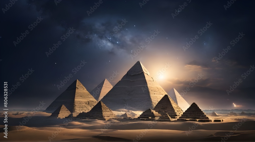 pyramid at night