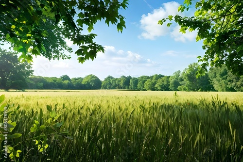 green field and blue sky