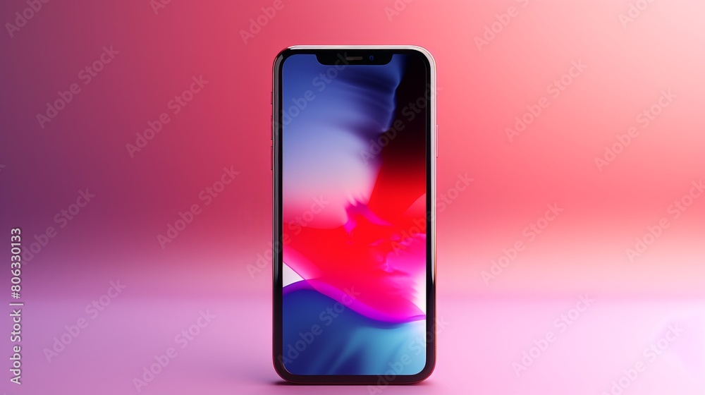An iPhone rests elegantly on a vibrant pink and pink background An iPhone rests elegantly on a vibrant pink and pink background