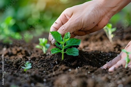 hands planting tiny plant in ground, concept of life care on earth and nature protection, environment day wallpaper, gardening time wallpaper 