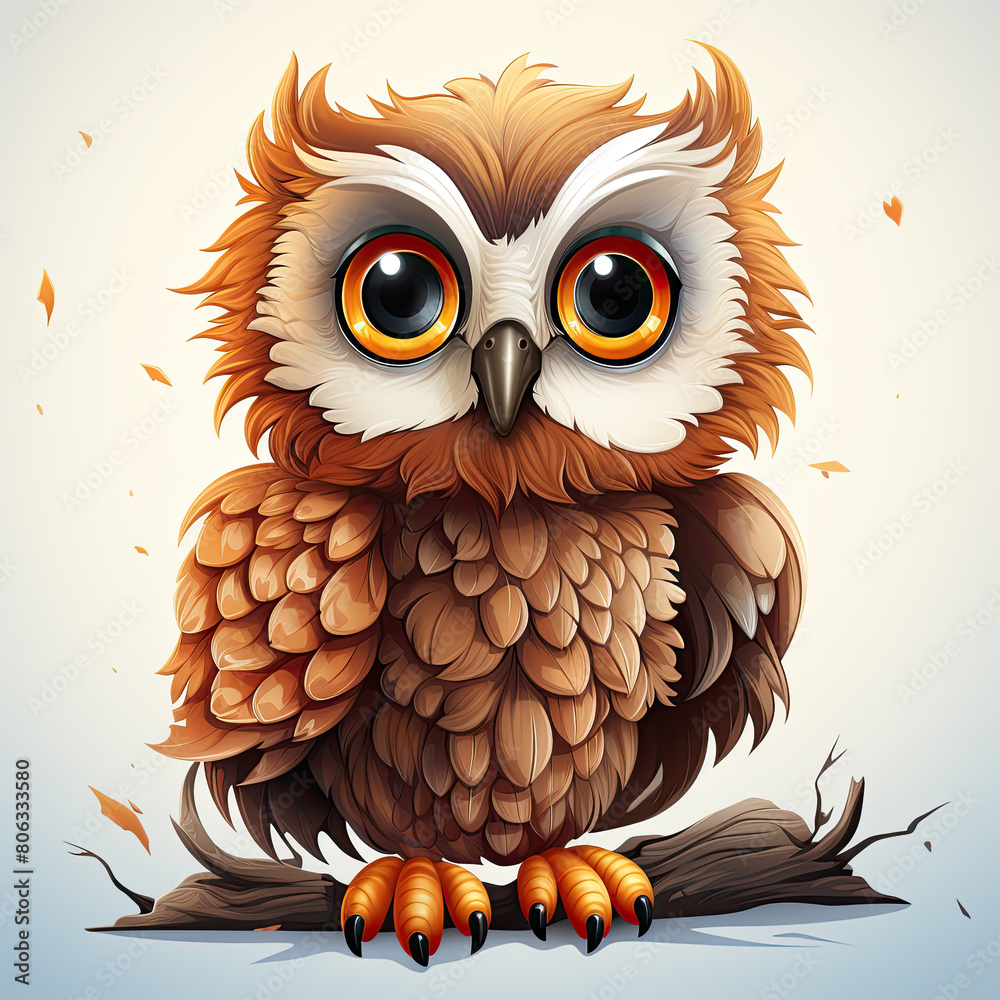 Fototapeta premium Watercolor Willow owl, clipart Illustration, Generative Ai