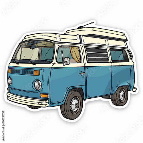 Van, bright sticker on a white background