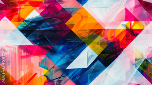Colorful Triangles in a Shattered Arrangement Create an Abstract Composition