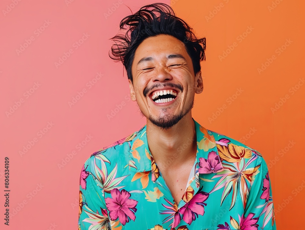 Close up portrait of a man laughing Close up portrait of a man laughing