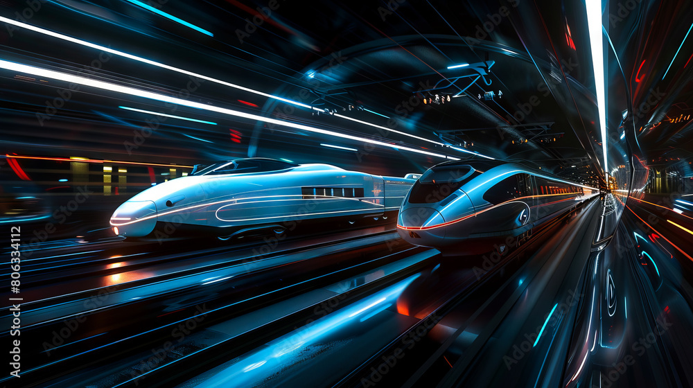 A train traveling through a tunnel at night. A train traveling through a tunnel at night.