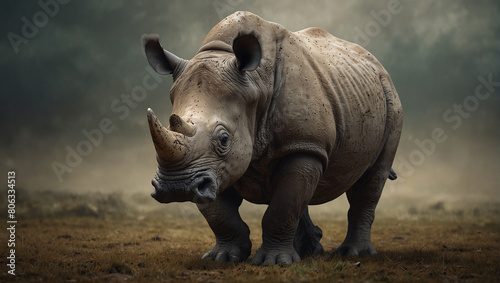 Rhinoceros close view in jungle 