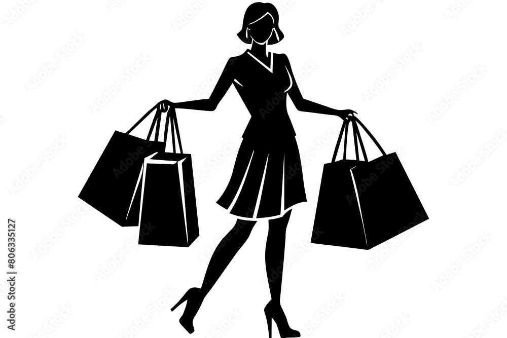 shopping-style-silhouette- vector on-white-background