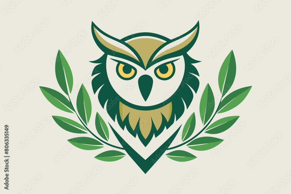 charismatic-owl-logo-with-olive-branch-leaves