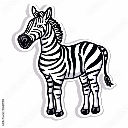 Zebra, bright sticker on a white background