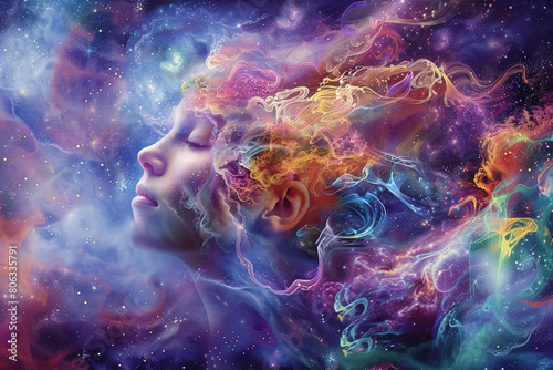 Abstract Astral Exploration  Woman s Psychedelic Journey into the Unknown