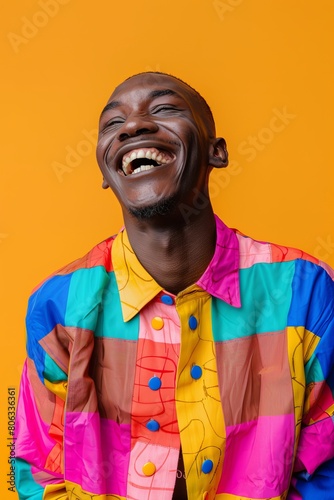 Close up portrait of a man laughing