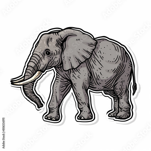 Elephant  bright sticker on a white background