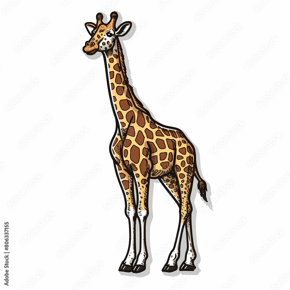 Giraffe, bright sticker on a white background Giraffe, bright sticker on a white background