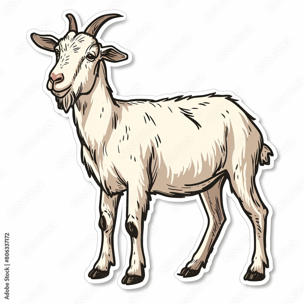 Goat, bright sticker on a white background Goat, bright sticker on a white background