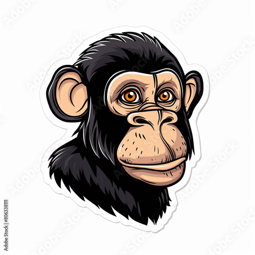 Monkey,  bright sticker on a white background photo