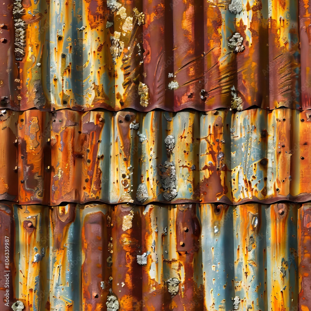 A close up of rusty metal roof tiles. A close up of rusty metal roof tiles.