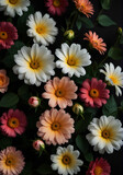 floral background, flowers on a black background, wallpaper 