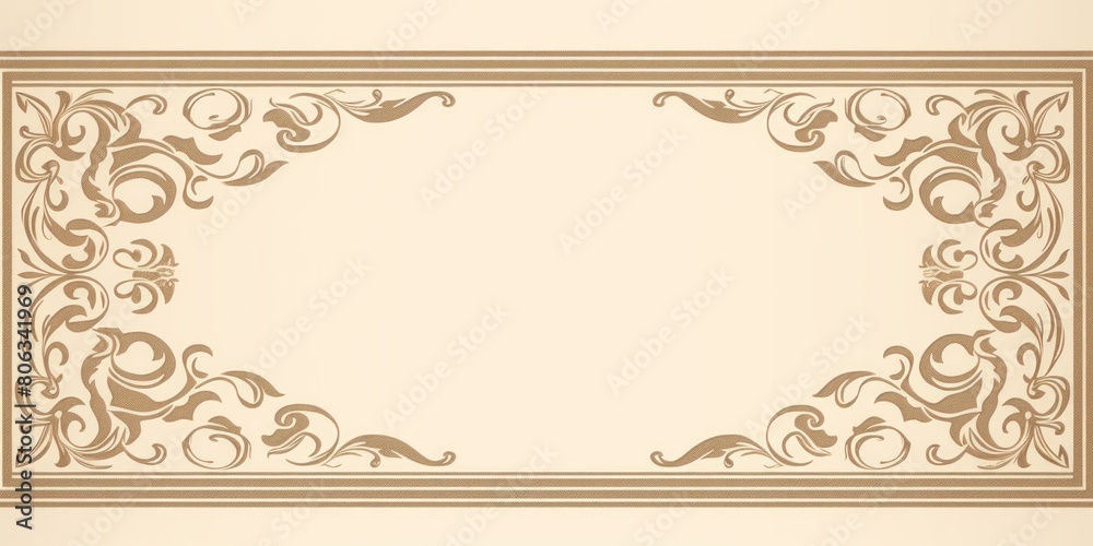 Beige traditional rectangular frame on white background design for headline logo or sale banner blank copyspace for design text photo website web 