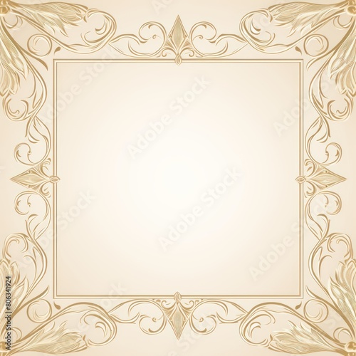 Beige traditional rectangular frame on white background design for headline logo or sale banner blank copyspace for design text photo website web 