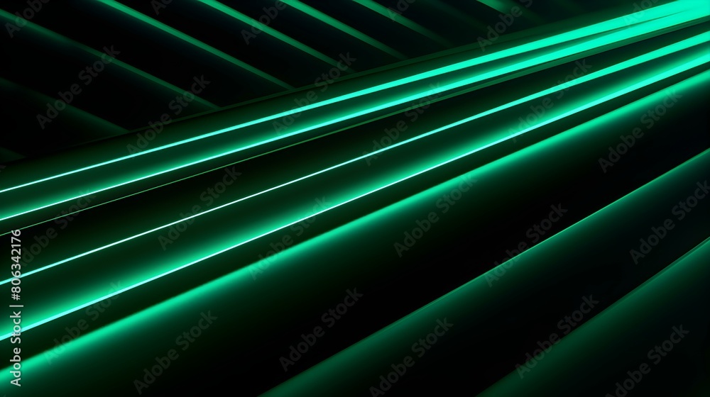 Glowing green Neon Lights on a dark Background with Copy Space Glowing green Neon Lights on a dark Background with Copy Space